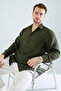 Men's Linen Textured Oversize Khaki Men's Shirt