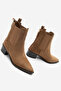 Women's Pointed Toe Back Zipper Cowboy Double Elastic Western Boots Mirona Tan Suede
