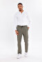 Men's Khaki Linen Look Comfortable Fit Breathable Lace-Up Trousers - 5