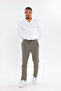 Men's Khaki Linen Look Comfortable Fit Breathable Lace-Up Trousers - 4