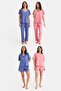 Dream blue/pink lace detailed long and shorts front button 8 pieces pajama set