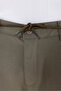 Men's Khaki Linen Look Comfortable Fit Breathable Lace-Up Trousers - 7