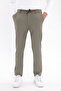 Men's Khaki Linen Look Comfortable Fit Breathable Lace-Up Trousers - 2
