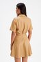 Flared Mini Leather Skirt - Beige - 7