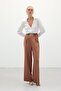 Wide Leg Trousers with Waist Accessories - Camel - 4