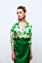 Floral Patterned Loose-Fit Shirt - Green-Olive Green - 3