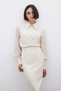 Blouse with Shiny Stones on the Collar - Beige - 3