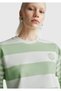 Women's Light Green Cotton Blend Color Block Sweatshirt with Logo Print on the Chest - 6