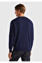Men's Navy Blue 100% Cashmere Regular Fit Ribbed Round Neck Sweater - 2
