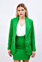 Button Detailed Long Jacket - Green - 6