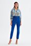 High Waist Belted Trousers - Indigo - 2