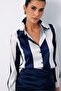 Striped Plain Shirt - Navy Blue - 4