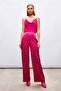 Blouse with Chain Strap and Chandelier Collar - Fuchsia - 7