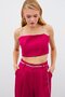 Stone Strap Satin Crop Blouse - Coral - 4