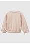 Girl's Dusty Pink Regular Fit Sweatshirt with Stitching Detail and Heart Patch Pockets - 2