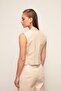 Button Detailed Leather Vest - Stone - 8