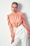 Double-Breasted Patterned Bodysuit Blouse - Salmon - 3