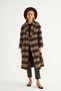 Plaid Patterned Belted Coat - Black-Camel - 3