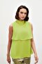 Flounce Blouse with Accessory Detail - Oil Green