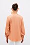 V-Neck Satin Blouse - Salmon - 6