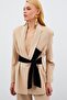 Long Jacket with Belt - Beige
