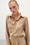 Patterned Casual Shirt - Camel - 7