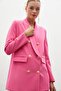 Button Detailed Double Breasted Jacket - Pink - 4