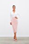 Midi Length Tweed Skirt - Powder - 5