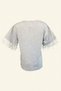 Pink Color Embroidered Feather Detailed Crew Neck O Oversized Gray T-Shirt - 3