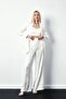 Patterned Loose Trousers - Ecru - 4