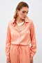 Patterned Satin Shirt - Salmon - 4