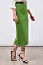 Light Green Midi Pencil Skirt - Belted - 4