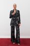 Shiny Patterned Loose Trousers - Black-Silver - 3