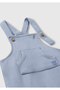 Baby blue front logo label buttoned jumpsuit with pockets - 3