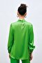 Satin Blouse with Collar Detail - Light Green - 6