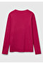 Women's Fuchsia Basic Crew Neck Long Sleeve T-Shirt - 4