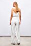 Slit Detailed Satin Trousers - Ecru - 7
