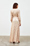 Double Breasted Patterned Long Dress - Beige - 8