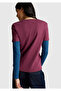 Women's plum 100% cotton basic short sleeve bicycle collar t-shirt - 3