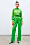 Satin Blouse with Collar Detail - Light Green - 5