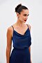 Degaje Collar Satin Blouse - Navy Blue - 4