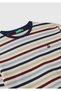 Boys' Multi-Color Striped Logo Detailed Ribbed Long Sleeve T-Shirt - 3