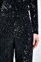 Wide Leg Sequined Trousers - Black - 4