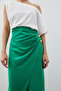 Satin Crepe Skirt with Button Accessories - Green - 4