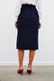Silvery Midi Length Tweed Skirt - Navy Blue - 8