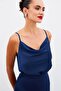 Degaje Collar Satin Blouse - Navy Blue