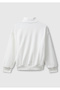 Girl's Ecru Zippered Stand Collar Sweatshirt with Logo Embroidered Pockets on the Front - 2