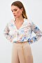 Patterned Double Breasted Blouse - Blue - 3