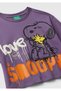Girl's Purple Front Printed Jersey Boxy T-Shirt - 3