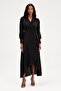 Double Breasted Detailed Long Dress - Black - 5